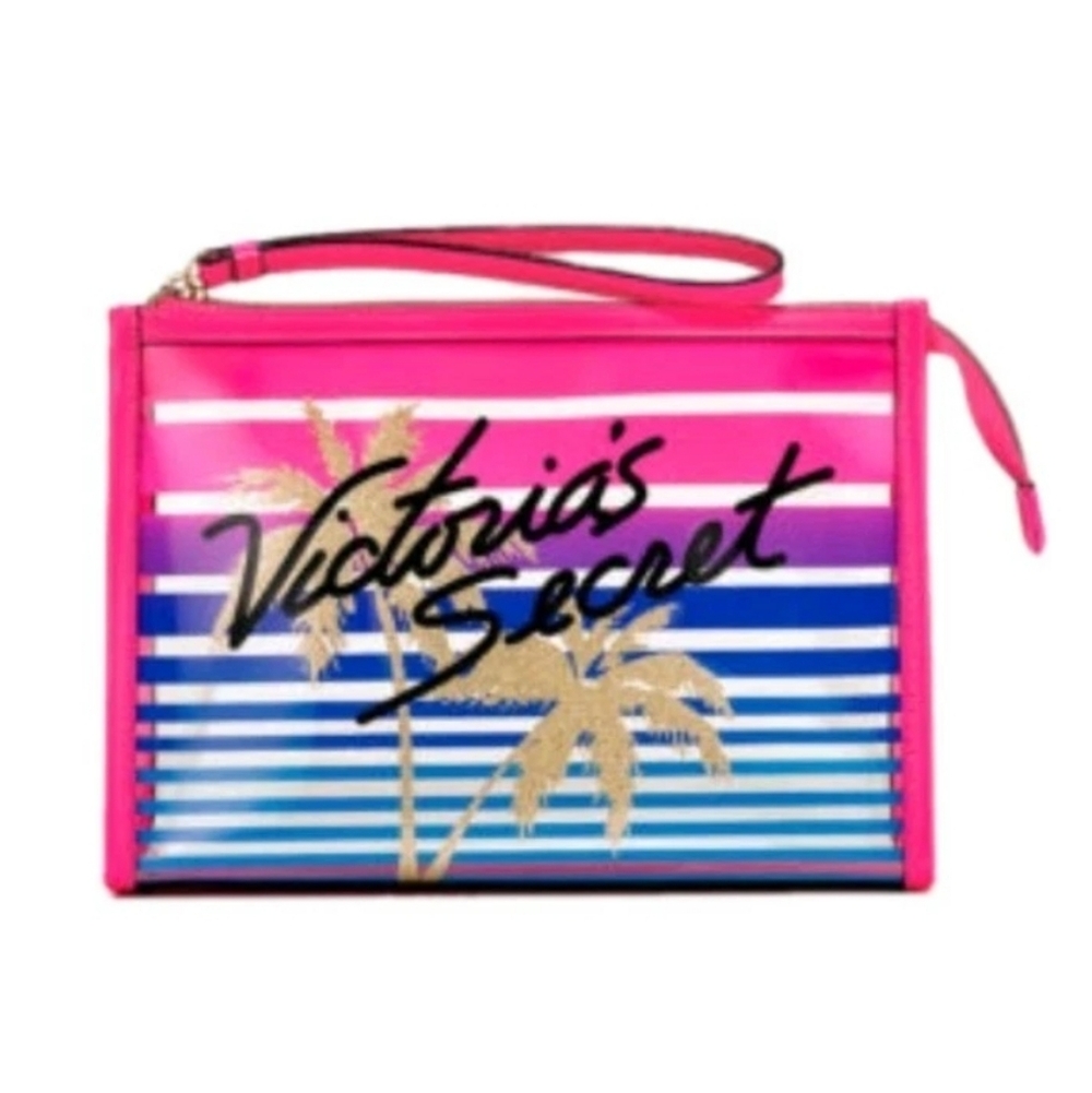 VS Clear Limited Edition Tropical Palm Cosmetic Bag Victoria's Secret NWT #1